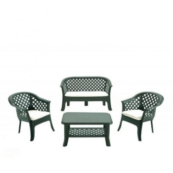 Green Bay VERANDA Baštenski set sto + 2 stolice + dvosed zeleni