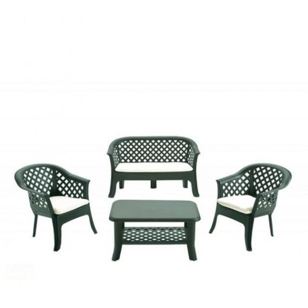 Green Bay VERANDA Baštenski set sto + 2 stolice + dvosed zeleni