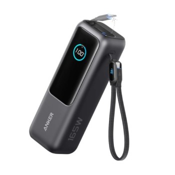 ANKER Power Bank 25000mAh, 165W, sa ugrađenim USB-C kablom na izvlačenje, crni