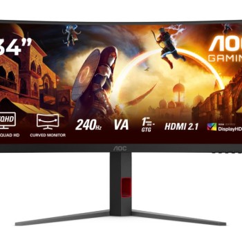 AOC CU34G4Z WQHD 3440x1440 Fast VA 240 Hz Curved Gaming Monitor