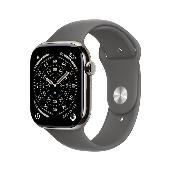 APPLE Watch S11 Cellular 42mm Natural Titanium Case with Stone Grey Sport Band - S/M (mf8m4rk/a)