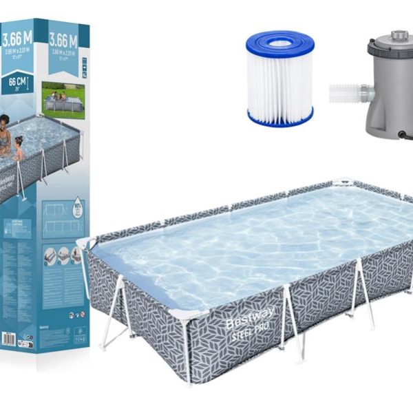 BESTWAY Bazen sa metalnom konstrukcijom i filter pumpom 366x201x66cm Steel pro