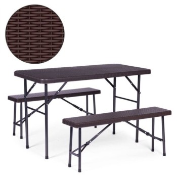 Bolzz ModernHome Sklopivi set 120 cm Sto sa 2 Klupe banquet / BROWN