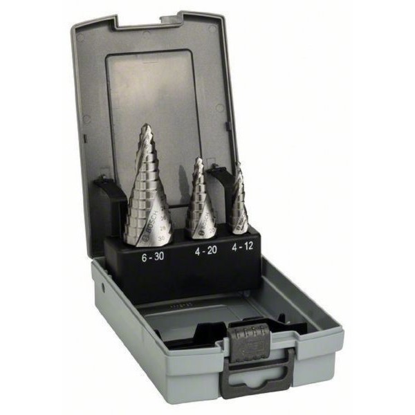 BOSCH 3-delni set stepenastih burgija HSS 2608587426, 4-12; 4-20; 6-30 mm