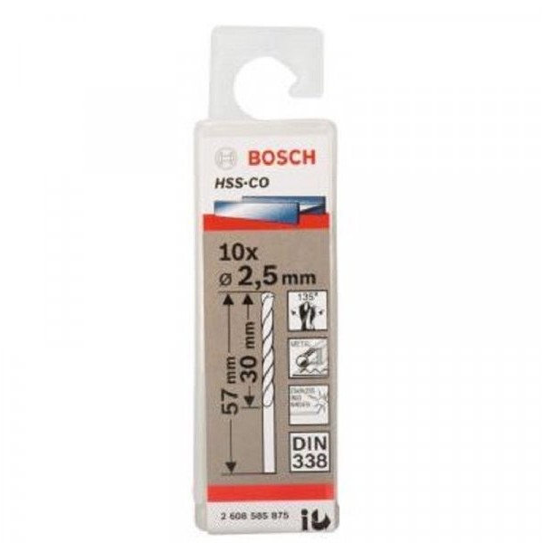 BOSCH Burgija za metal HSS-Co, DIN 338 2,5 x 30 x 57 mm pakovanje od 10 komada