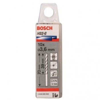 BOSCH Burgija za metal HSS-G, DIN 338 3,6 x 39 x 70 mm pakovanje od 10 komada