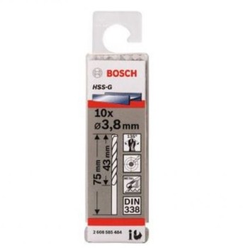 BOSCH Burgija za metal HSS-G, DIN 338 3,8 x 43 x 75 mm pakovanje od 10 komada