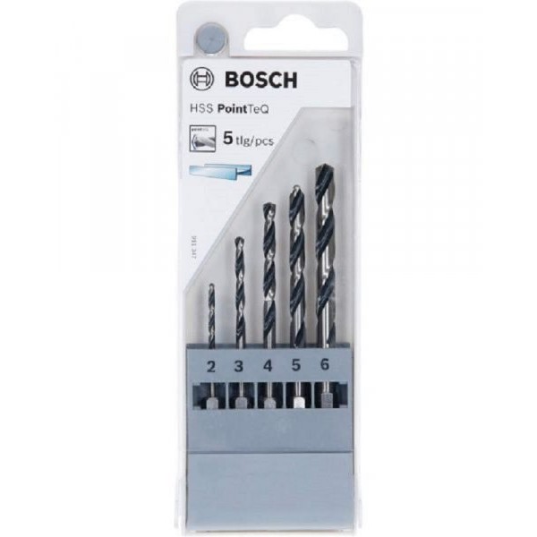BOSCH HSS spiralna burgija PointTeQ 2,0/3,0/4,0/5,0/6,0 mm sa šestougaonim HEX prihvatom pakovanje od 5 komada - 2607002824