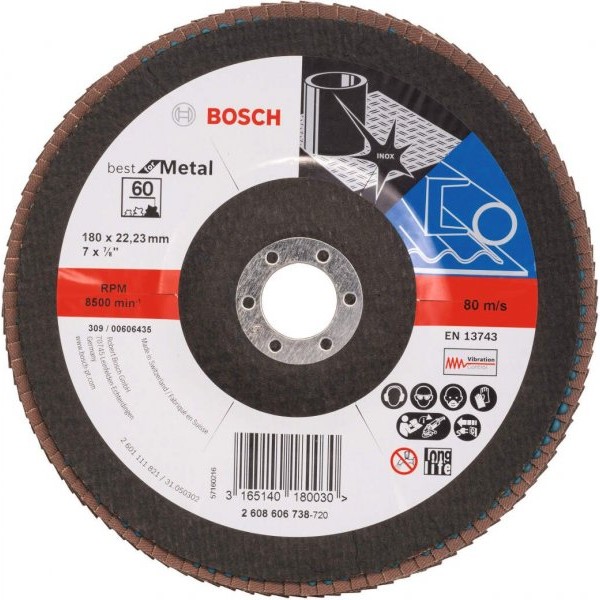 BOSCH Lamelni brusni disk X571, Best for Metal Prečnik 180 mm; granulacija 60, kolenasti - 2608606738