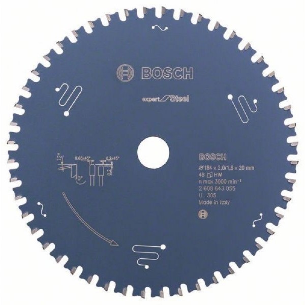 BOSCH List kružne testere Expert for Steel 2608643055, 184 x 20 x 2,0 mm, 48