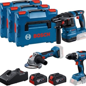 BOSCH plavi alat Akumulatorski set alata GSR 18V-65 + GBH 18V-22 + GWS 18V-8 + 2x GBA 18V 5,0Ah + 3x L-BOXX, 0615A5009G