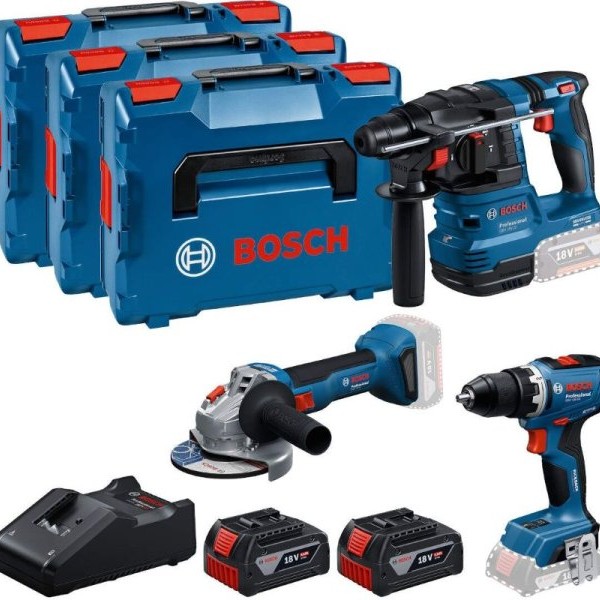 BOSCH plavi alat Akumulatorski set alata GSR 18V-65 + GBH 18V-22 + GWS 18V-8 + 2x GBA 18V 5,0Ah + 3x L-BOXX, 0615A5009G