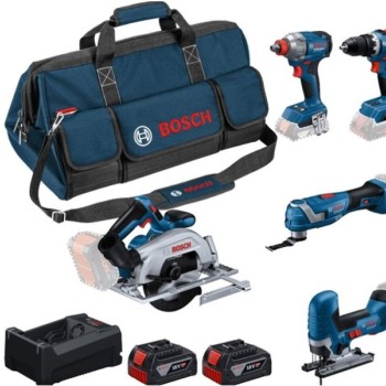 BOSCH plavi alat Akumulatorski set Bosch GSR 18V-65 + GDX 18V-285 + GKS 18V-57-2 + GOP 18V-34 + GST 18V-125 S + 2 x 5,0Ah + torba (0615A500BV)