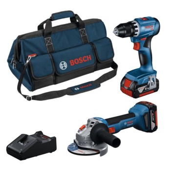 BOSCH plavi alat Set alata 18V GSR+GWS+2x4.0Ah+GAL+Mtorba