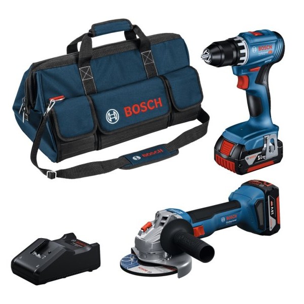 BOSCH plavi alat Set alata 18V GSR+GWS+2x4.0Ah+GAL+Mtorba