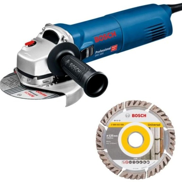 BOSCH plavi alat Ugaona brusilica GWS 1400 + dijamantska rezna ploča 0615990N1V