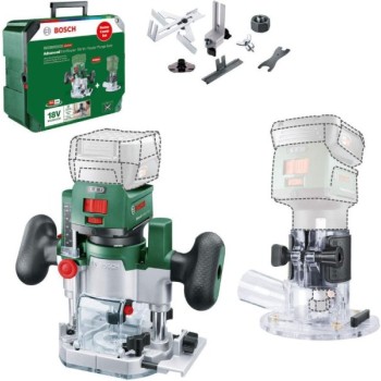 BOSCH zeleni alat Akumulatorska kombinovana glodalica 2u1 AdvancedTrimRouter 18V-8 Solo, bez baterije i punjača u koferu, 06039D5002