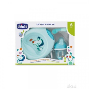 CHICCO Set 6m+, pribor, plavi