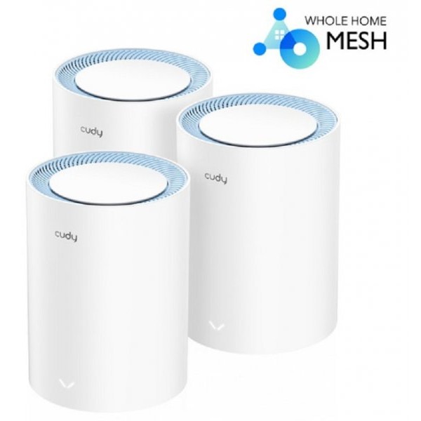 CUDY M1200 3-pack AC1200 Dual Band 2.4+5Ghz Wi-Fi Mesh System, 2x Antena , MIMO, TR069, OpenWRT.