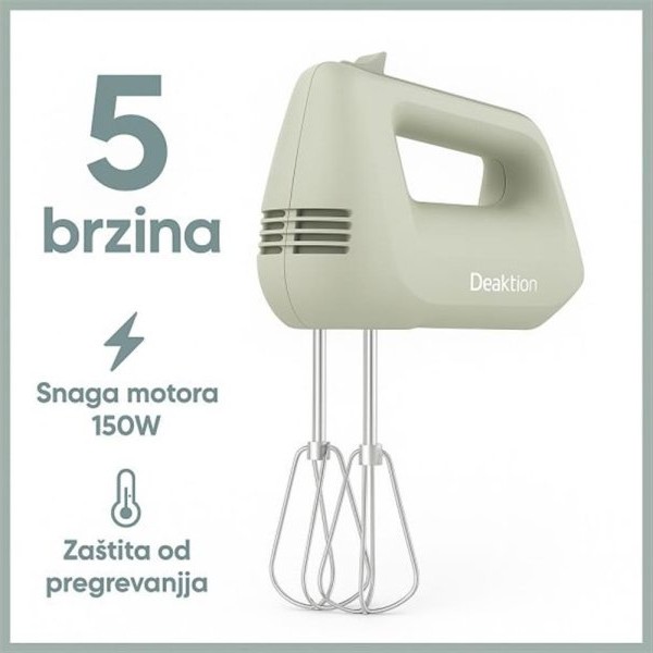Deaktion Električni ručni mikser 150W, 5 brzina, Pastelno zelena
