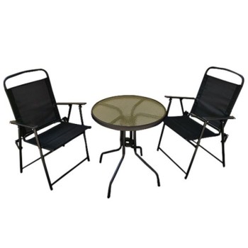 Denis Bistro set od čelika i ratana, 3 dela