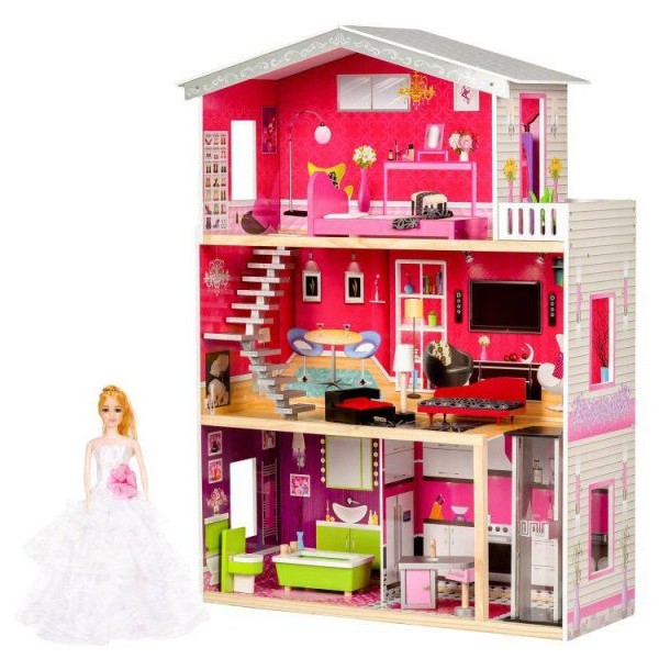ECO TOYS DRVENA KUĆICA ZA LUTKE SA LIFTOM - Malibu Residence