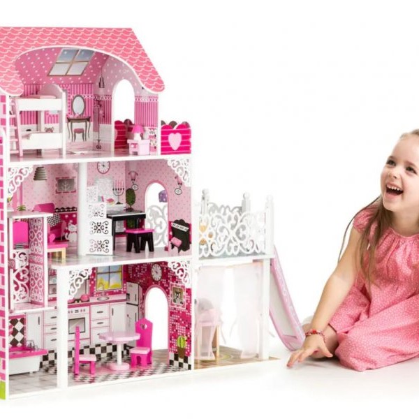 ECO TOYS DRVENA KUĆICA ZA LUTKE SA LIFTOM XXL