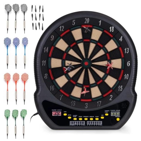 ECO TOYS Elektronski pikado 48 cm sa LCD ekranom, 27 igara, set sa 12 pikada