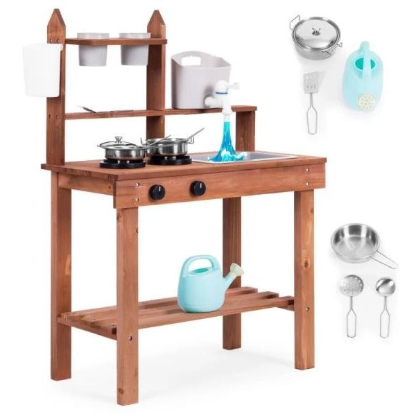 ECO TOYS Spoljna drvena kuhinja sa dodacima za igru u pesku i blatu 05 - ECOTOYS