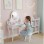 ECO TOYS Veliki drveni toaletni sto za decu sa ogledalom i roze dodacima, ECOTOYS