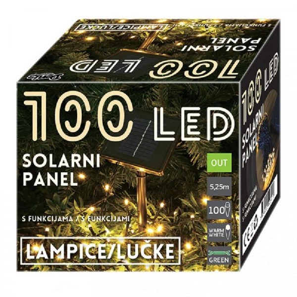 ED Novogodišnja rasveta 100 LED solarni panel 52-541000