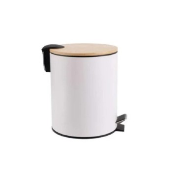 ESTIA Kanta za otpatke metal bambus sa pedalom 5l bela ES02-12731