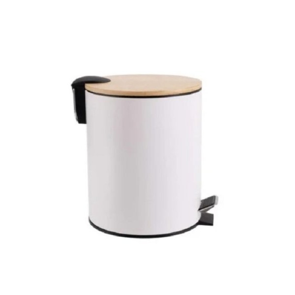 ESTIA Kanta za otpatke metal bambus sa pedalom 5l bela ES02-12731