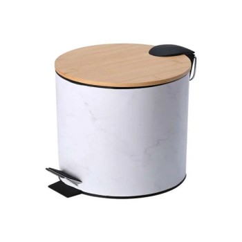ESTIA Kanta za otpatke metal bambus sa pedalom (5L MERMER BELA)