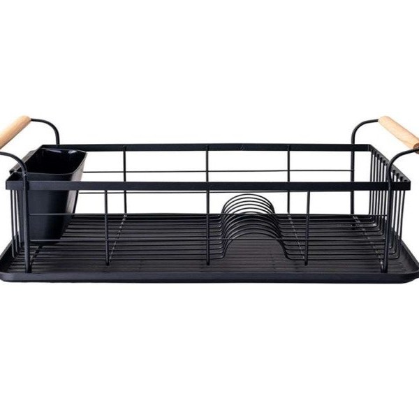ESTIA Oceđivač za sudove metal-bambus, crni ES01-12885