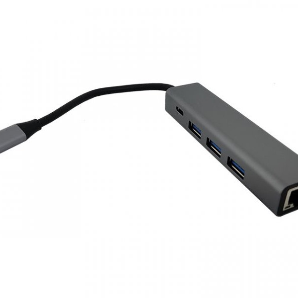 FAST ASIA Adapter-konvertor TIP C na 3xUSB 3.0+TIP C+RJ45