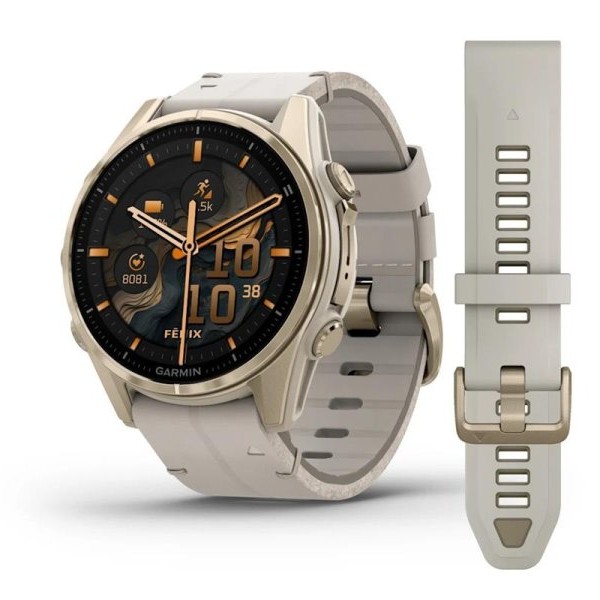 GARMIN Fenix 8 43, AMOLED, Sapphire, Fog Gray Leather (010-02903-40)