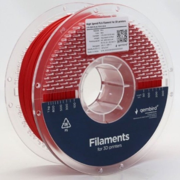 GEMBIRD 3DP-PLA1.75HY-01-R PLA filament velike brzine za 3D stampac 1.75mm, kotur 1KG RED