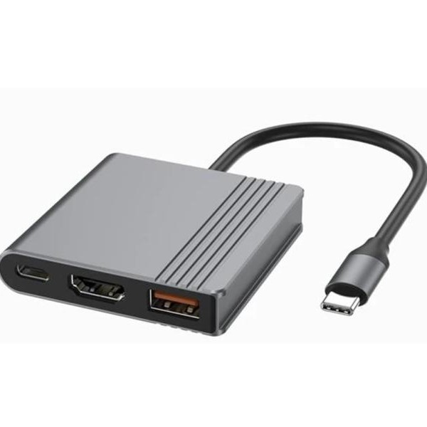 GEMBIRD A-CM-COMBO3-05, Gembird USB Type-C 3-u-1 multi-port adapter,USB-A port F/HDMI port F/USB-C port F