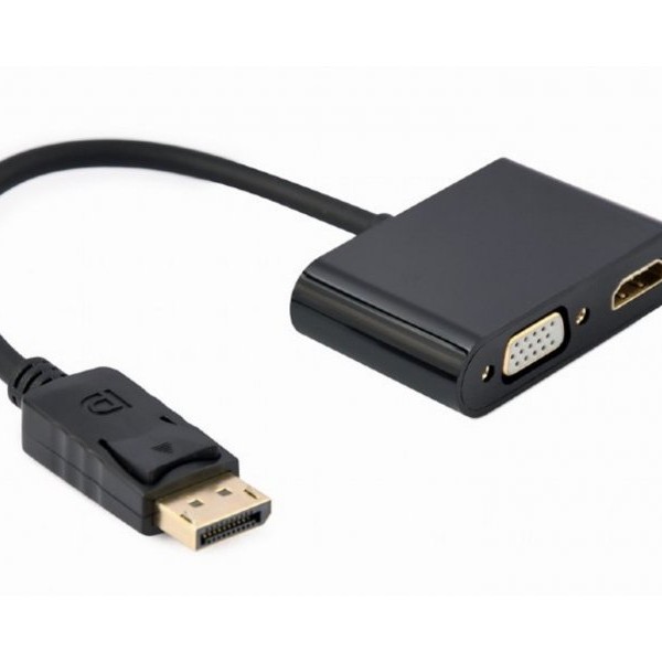 GEMBIRD (A-DPM-HDMIFVGAF-01) adapter DisplayPort (muški) na HDMI (ženski) + VGA (ženski) crni