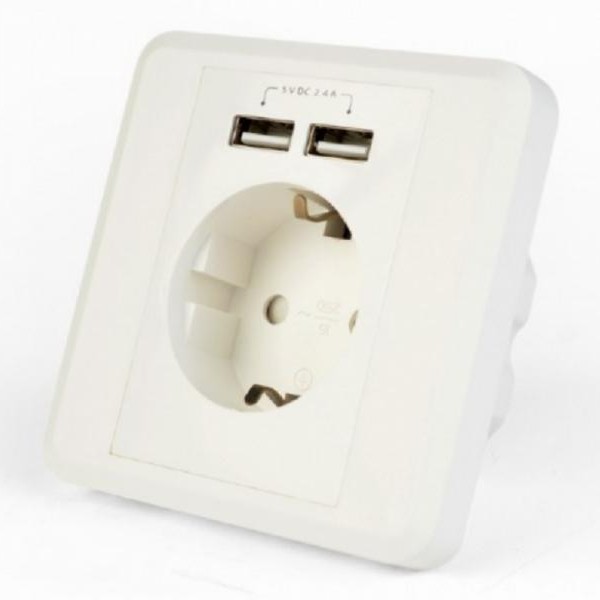 GEMBIRD EG-ACU2A2-01 AC šuko za utikač 2 porta USB punjač, 2.4A 38640