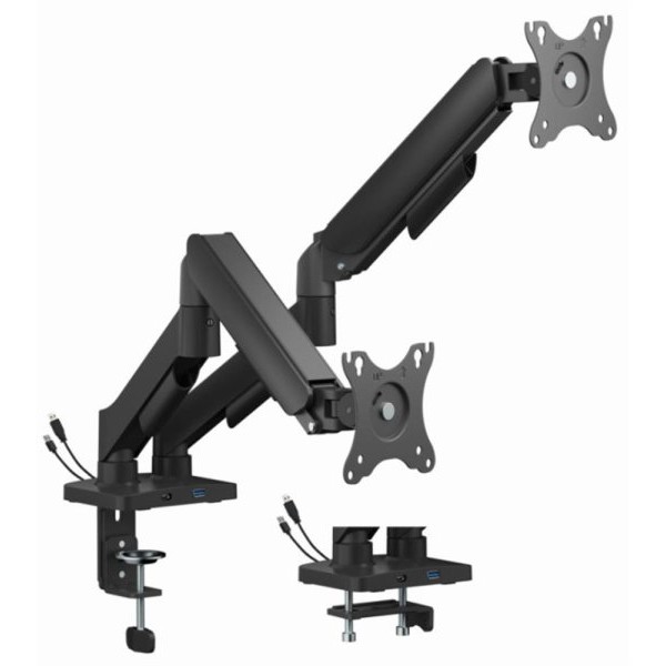 GEMBIRD MA-DA2U-01 Podesivi stoni nosač za 2 monitora sa USB portovima