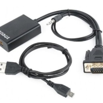 GEMBIRD VGA na HDMI + audio kabl, single port, crni (A-VGA-HDMI-01)
