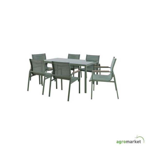 Green Bay Baštenski set sto + 6 stolica Olive (A+B)
