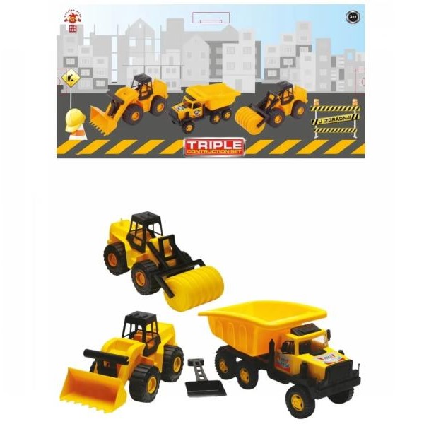 Guclu Buldozer, valjak i kamion Triple Construction u kutiji 35x70x19cm