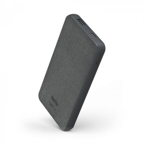 HAMA ''Fabric 10'' Power Bank, 10000 MAh, Sivi USB-A + USB-C
