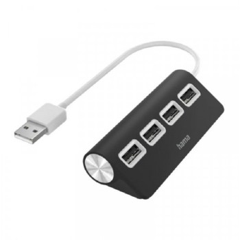 HAMA USB 2.0 HUB 1:4, 480 Mbit/S, Crni, 200119