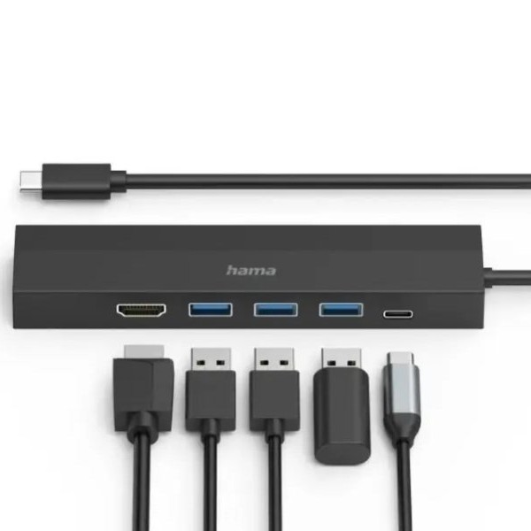 HAMA USB-C Hub, 6 portova, 3 x USB-A, USB-C, HDMI, LAN