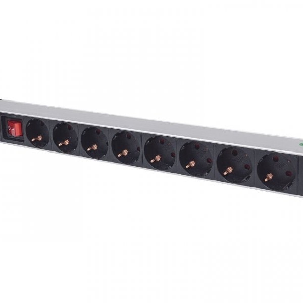 INTELLINET 19 Power Strip 8-Sockets German type produzni kabl sa zastitom crni