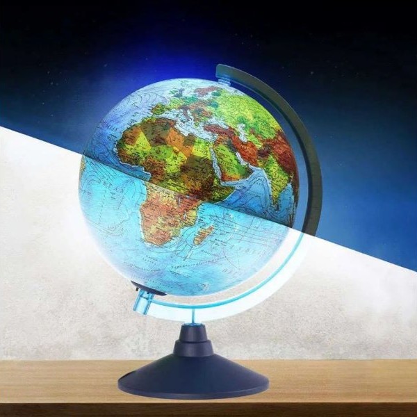 KENGUR Alaysky, globus sa LED svetlom, engleski, dupla mapa, reljef, 32cm